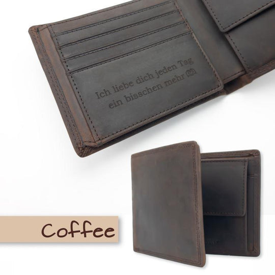 Personalisiertes Portemonnaie aus 100% echtem Wildleder mit RFID-Schutz