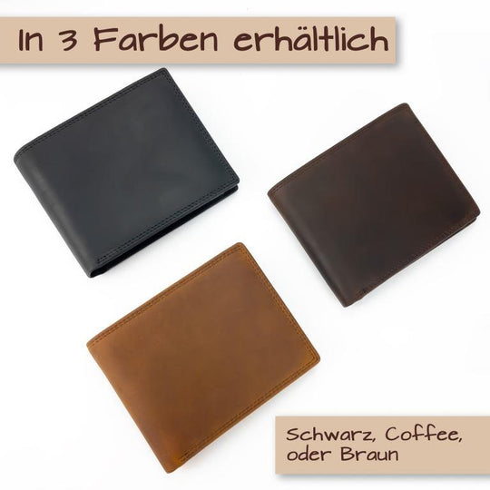 Personalisiertes Portemonnaie aus 100% echtem Wildleder mit RFID-Schutz