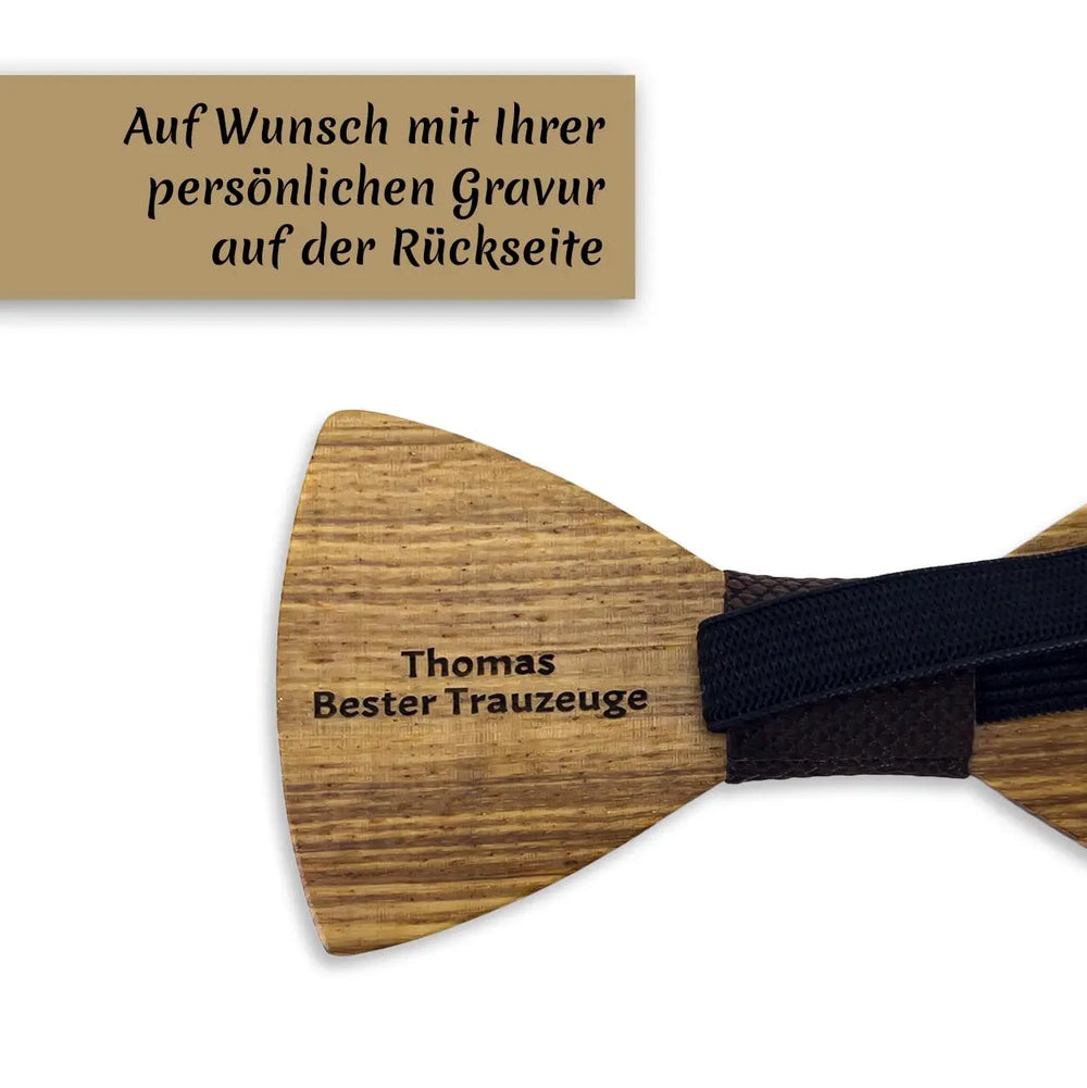 Fliege aus echtem Holz im Set inkl. Einstecktuch in Holz-Geschenkbox HOLZZEUG