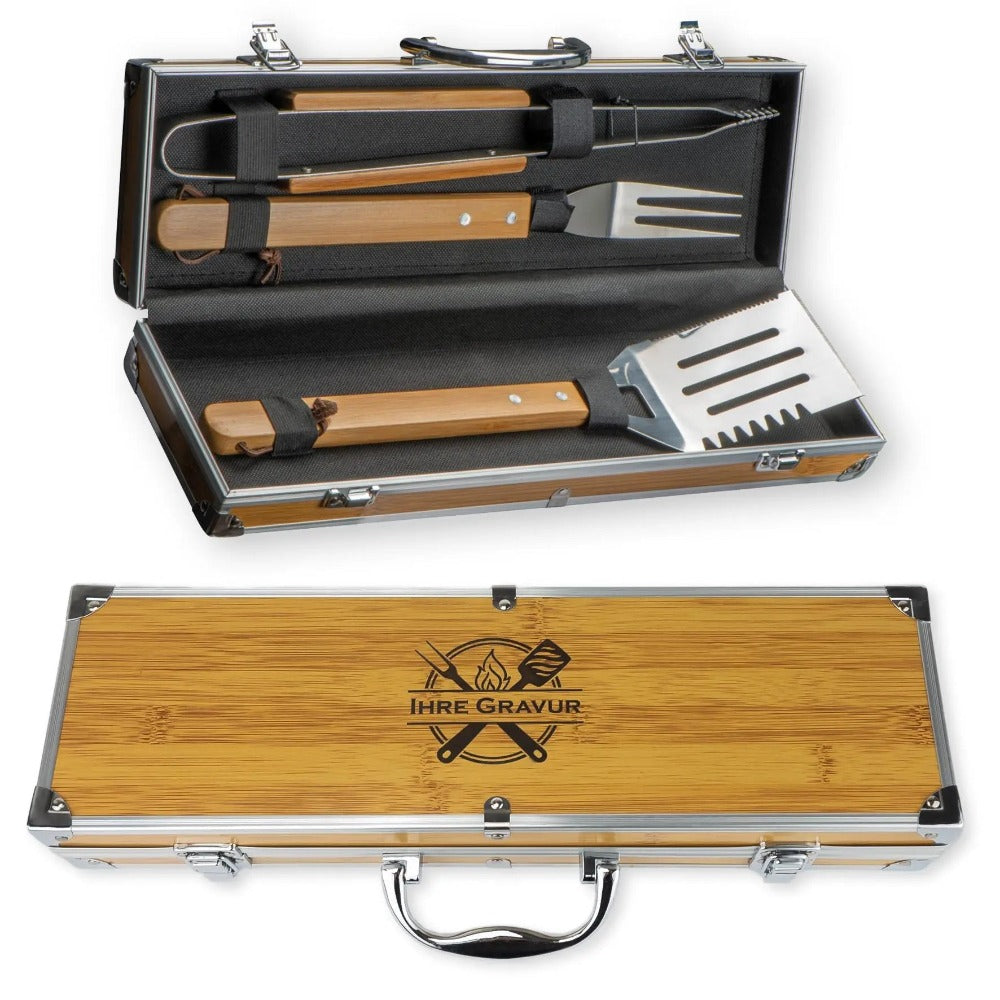 grillbesteck aufbewahrung Grillbesteck mit Gravur • BBQ Grillset – HOLZZEUG