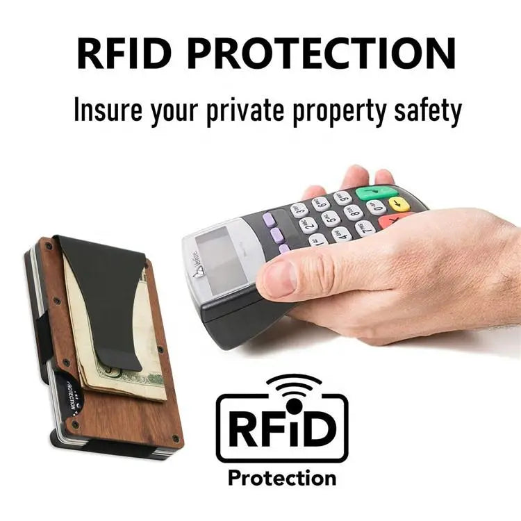 Personalisierbare Holz Geldbörse • Moneyclip • Kartenhalter mit RFID-Schutz HOLZZEUG