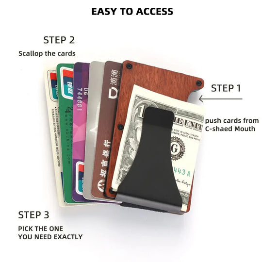 Personalisierbare Holz Geldbörse • Moneyclip • Kartenhalter mit RFID-Schutz HOLZZEUG