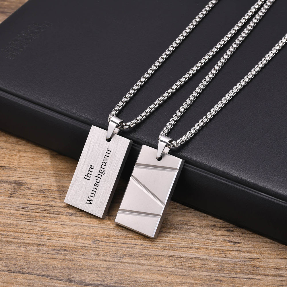 Personalisierte Halskette für Herren aus Edelstahl mit Dog Tag Anhänge –  HOLZZEUG