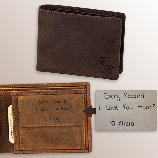Personalisiertes Portemonnaie aus 100% echtem Wildleder mit RFID-Schutz