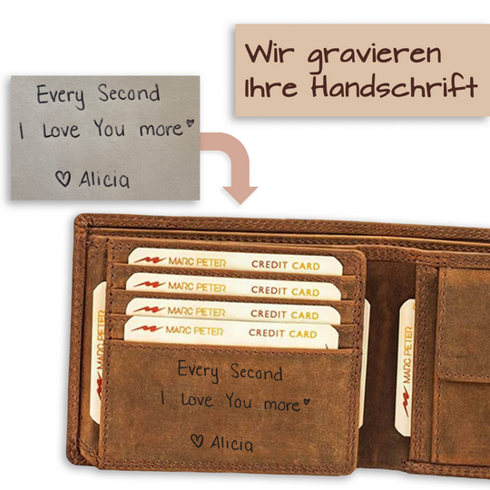 Personalisiertes Portemonnaie aus 100% echtem Wildleder mit RFID-Schutz