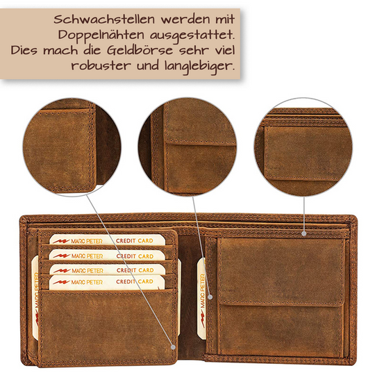 Personalisiertes Portemonnaie aus 100% echtem Wildleder mit RFID-Schutz