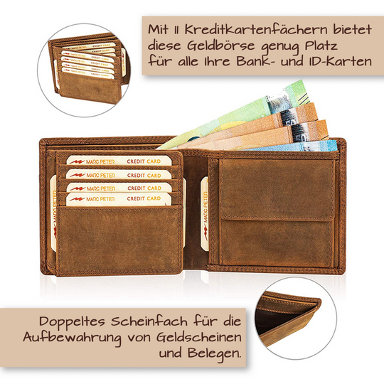 Personalisiertes Portemonnaie aus 100% echtem Wildleder mit RFID-Schutz