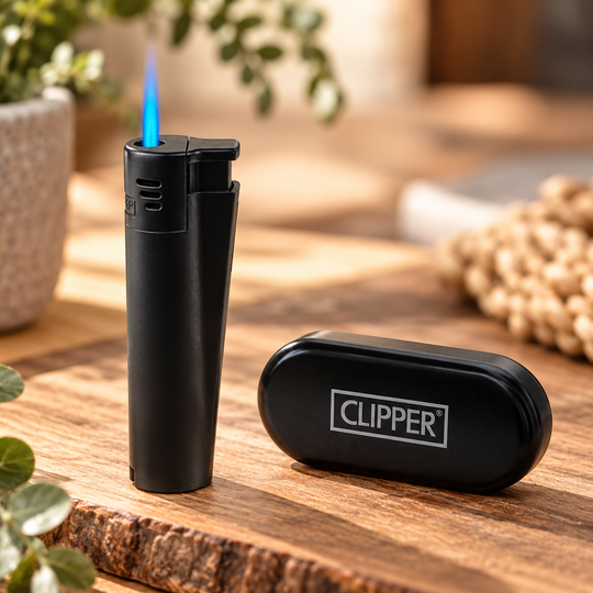 Clipper mit Gravur - Schwarz Jetflamme