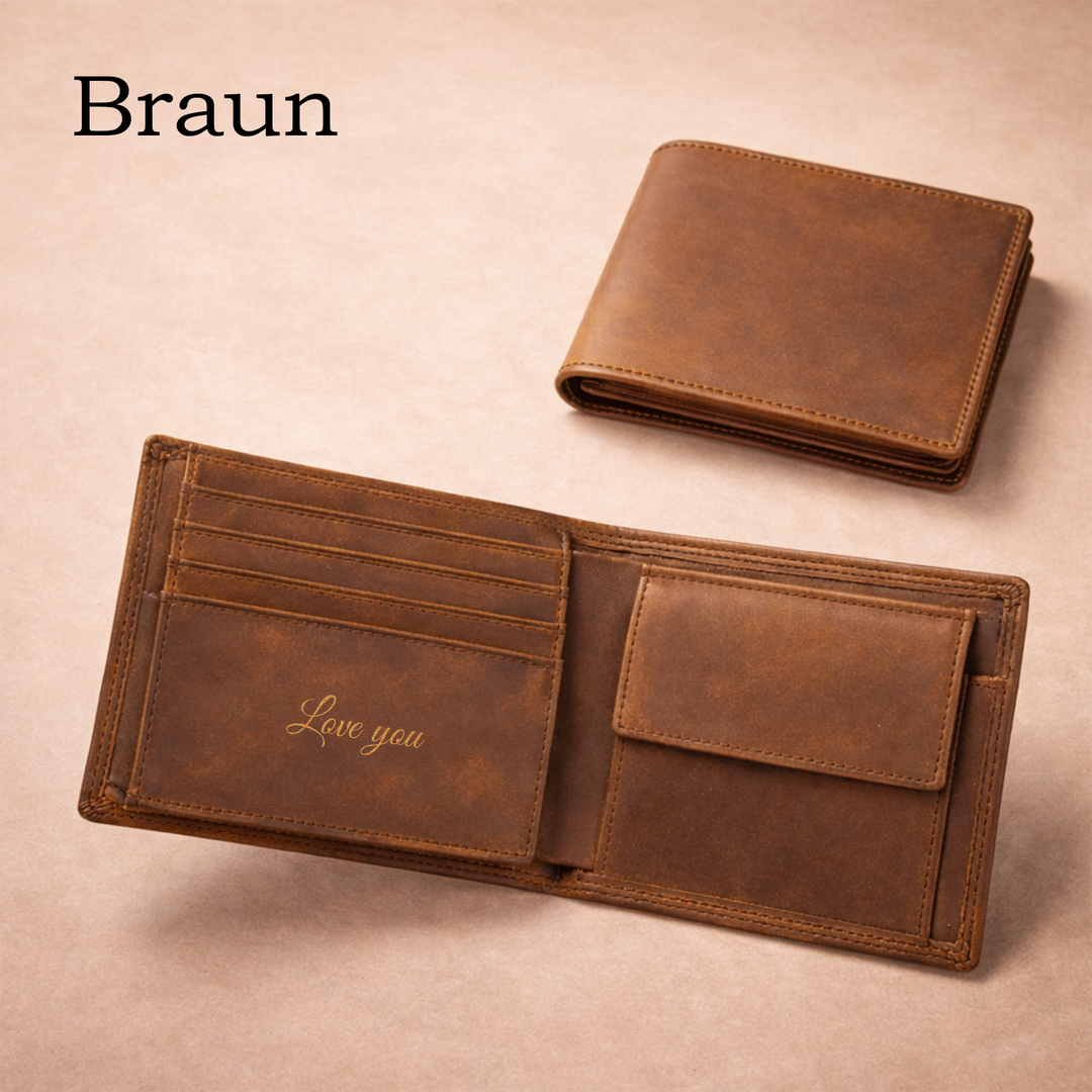 Geldbörse mit Gravur von HOLZZEUG - Naturbraun