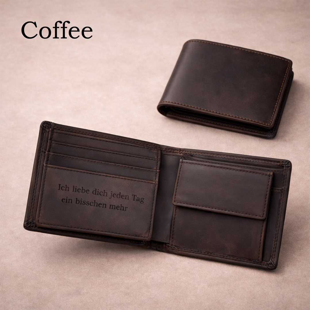 Geldbörse mit Gravur von HOLZZEUG - Coffee