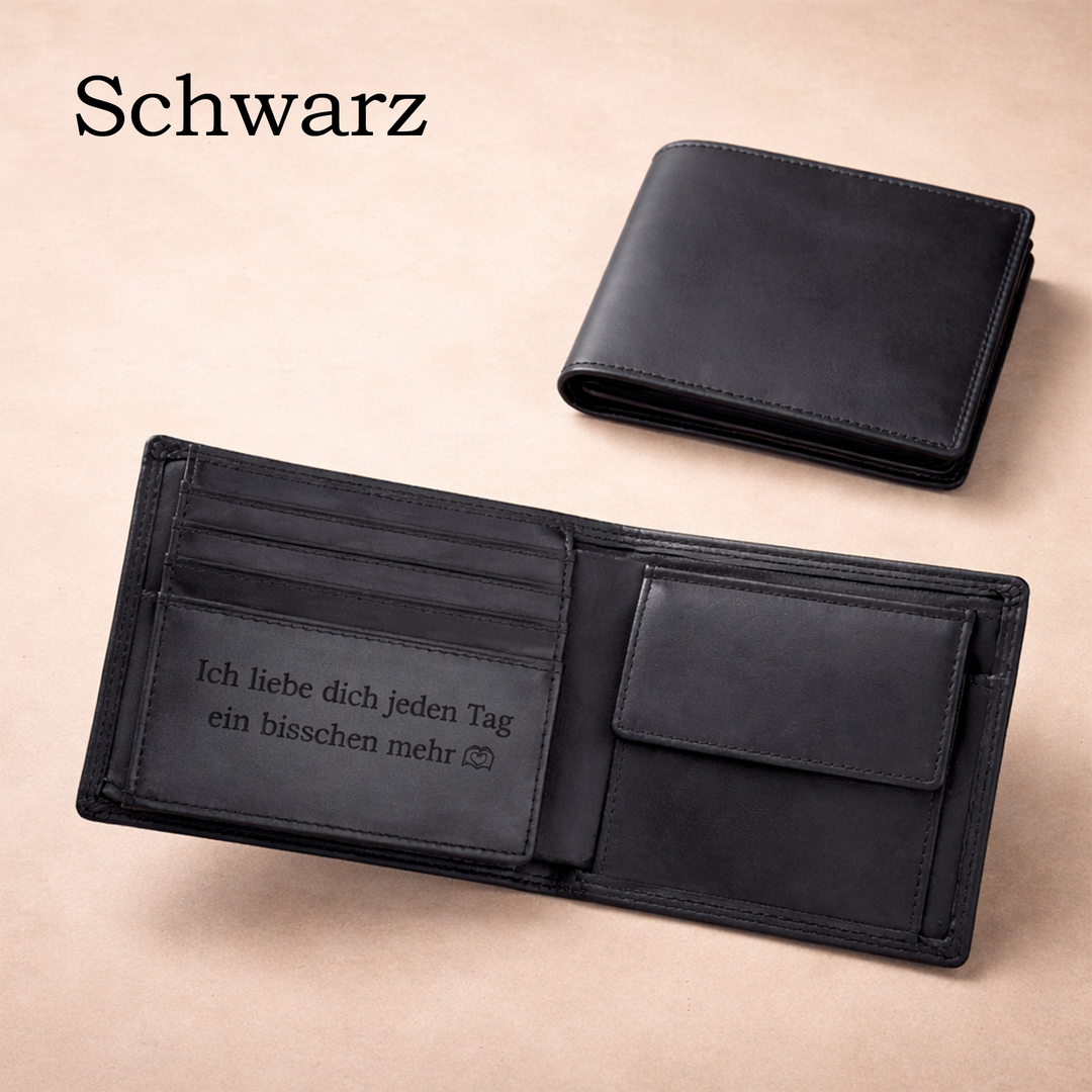 Geldbörse mit Gravur von HOLZZEUG - Schwarz