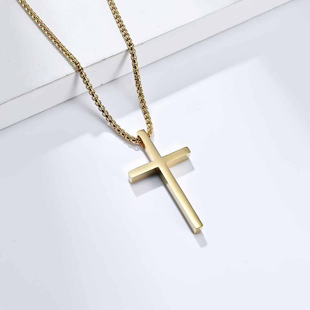 Personalisierte Herren Kreuz-Kette Mit Gravur – Silber Oder Gold, Kreuz-Anhänger Mit Namen, Datum Oder Bibelstelle