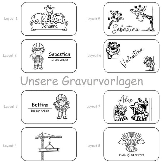 Personalisierte Brotdose für Kinder mit Gravur – Lunchbox mit Bambusdeckel & Besteck