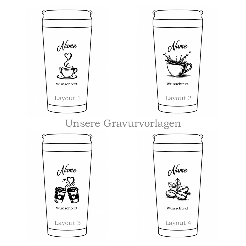 Gravurübersicht Kaffeebecher to go