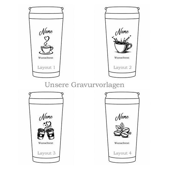 Gravurübersicht Kaffeebecher to go