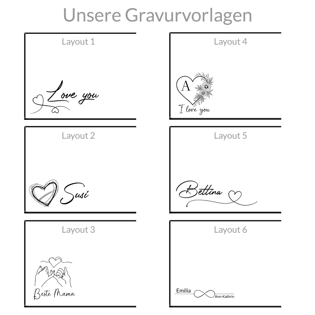 Gravurübersicht Damengeldbörsen