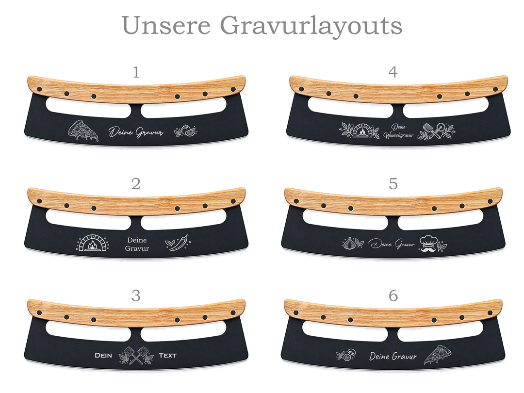 Personalisierter Pizzaschneider - Gravurlayouts