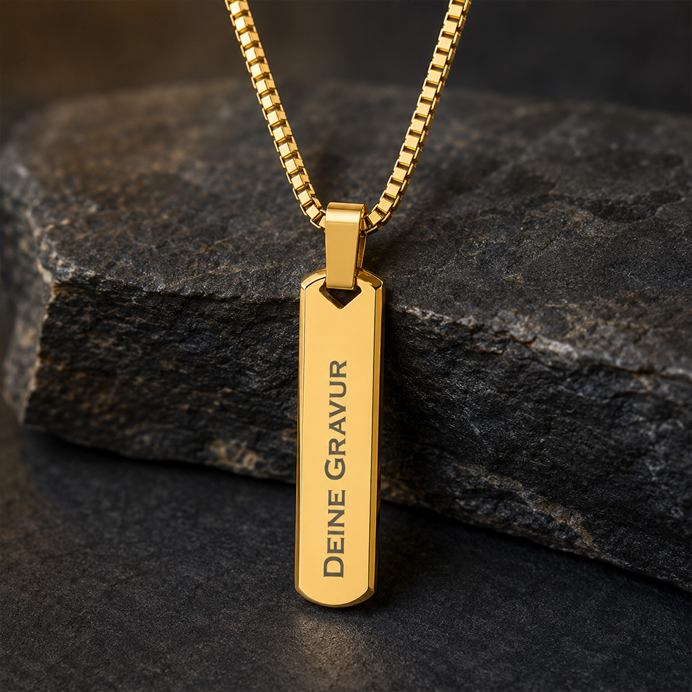 Männerkette mit Gravur von HOLZZEUG - Gold