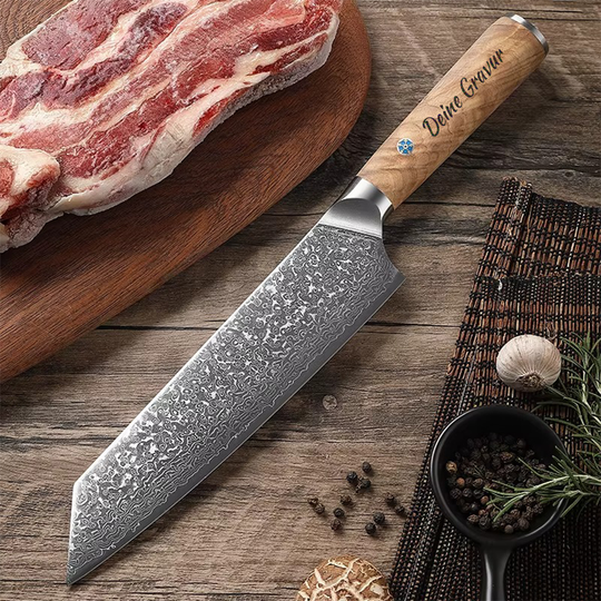 Kiritsuke Messer mit Gravur aus echtem Damaststahl