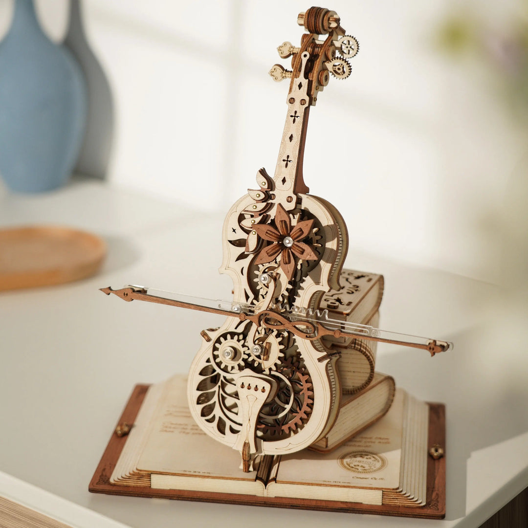 Mechanisches Cello mit Spieluhr HOLZZEUG