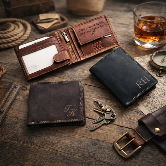 Personalisierte Geldbörse aus echtem Wildleder von HOLZZEUG
