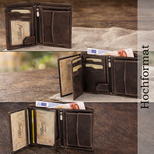 Personalisiertes Portemonnaie aus echtem Wildleder von HOLZZEUG - Hochformat