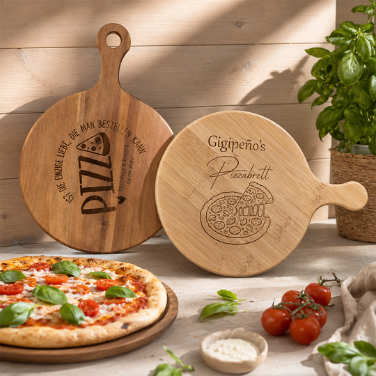 Personalisiertes Pizzabrett mit Gravur von HOLZZEUG