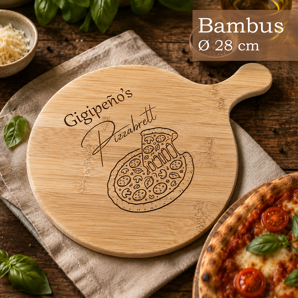 Personalisiertes Pizzabrett mit Gravur von HOLZZEUG - Bambus
