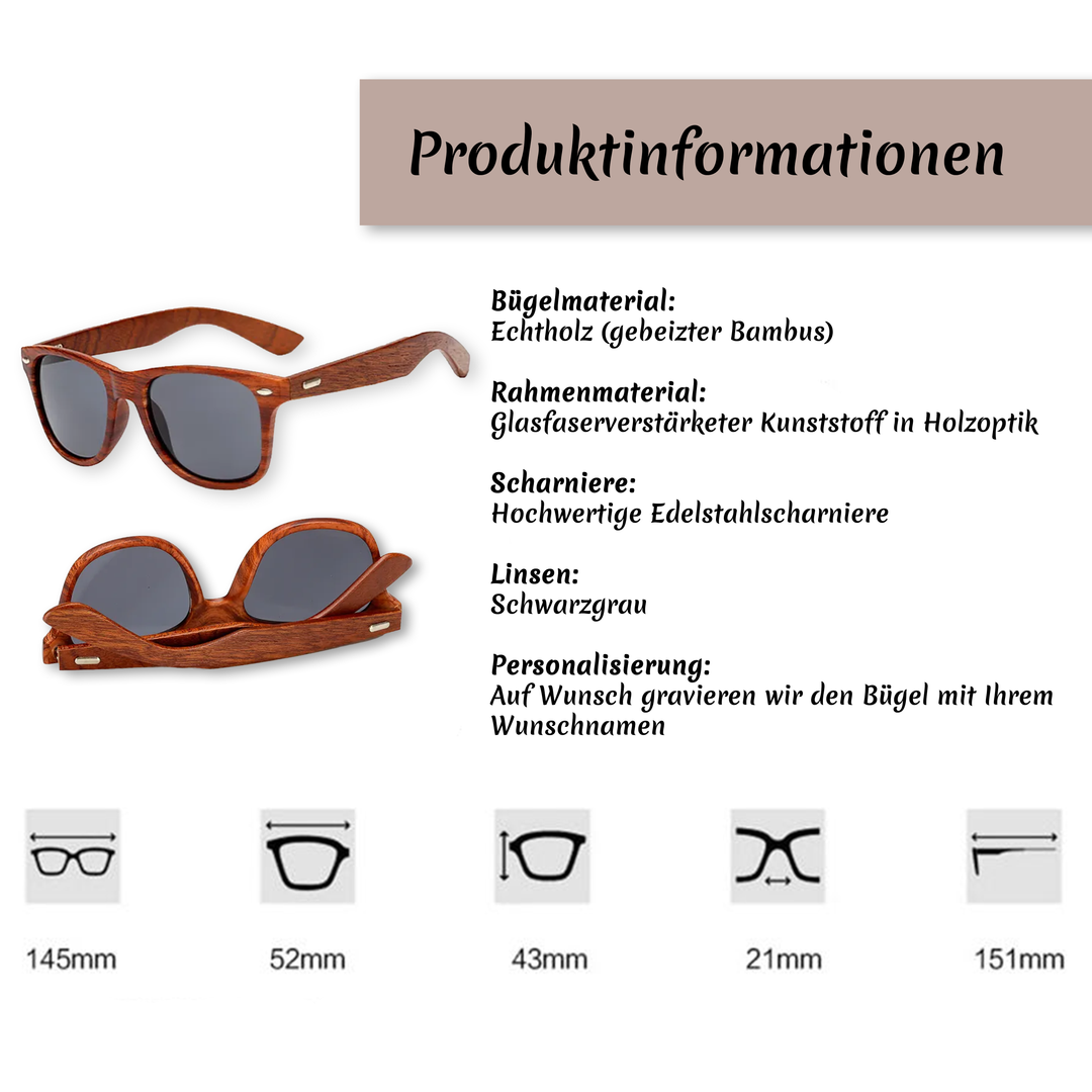 Personalisierte Sonnenbrille aus Holz von HOLZZEUG