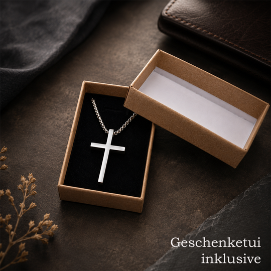 Personalisierte Kreuzkette mit Gravur von HOLZZEUG - Geschenketui
