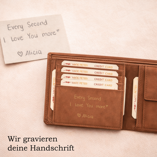 Personalisierte Geldbörse aus Echtleder von HOLZZEUG 