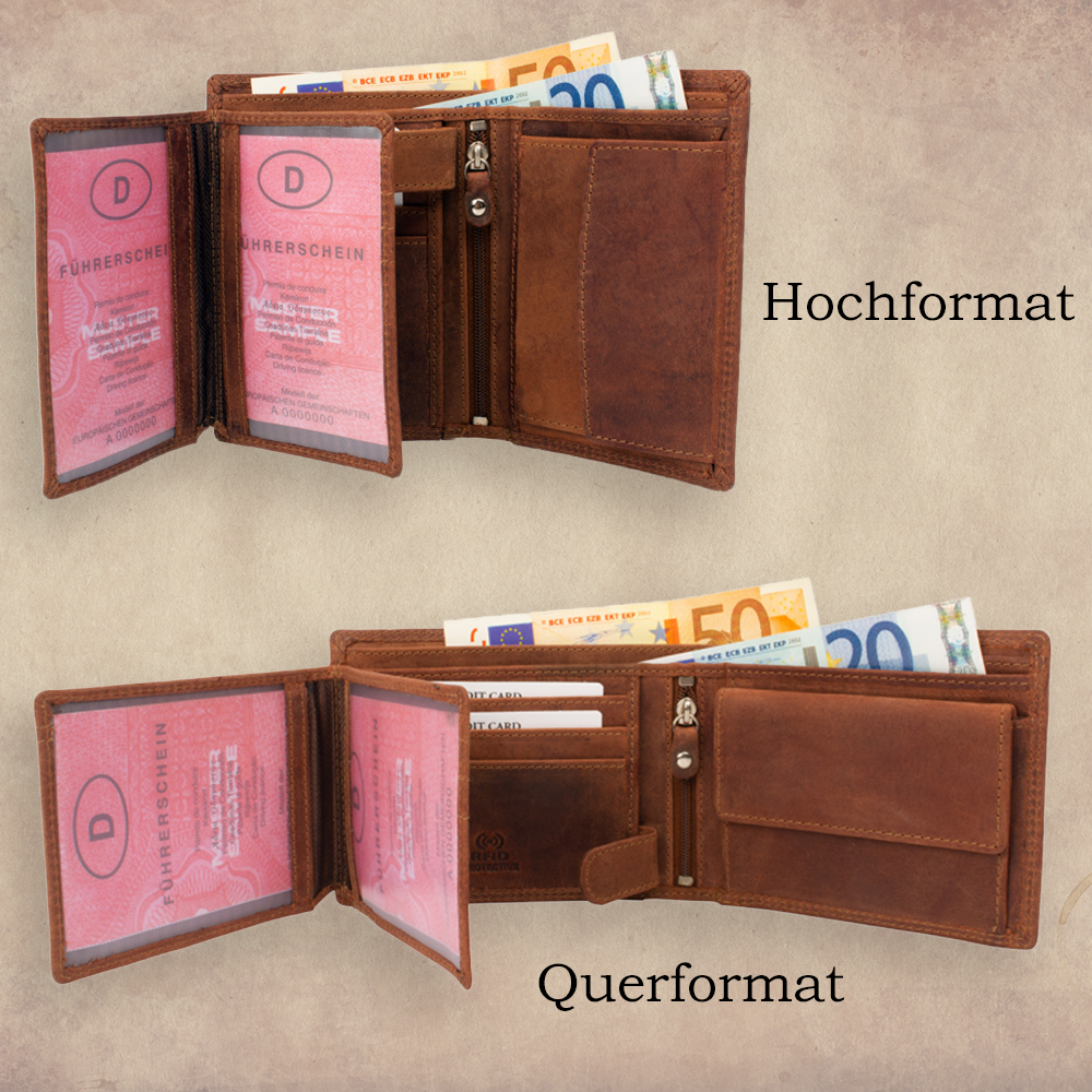 Personalisierte Geldbörse aus Hunterleder mit Gravur