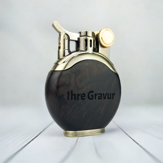 Benzinfeuerzeug mit Gravur - Schwarz