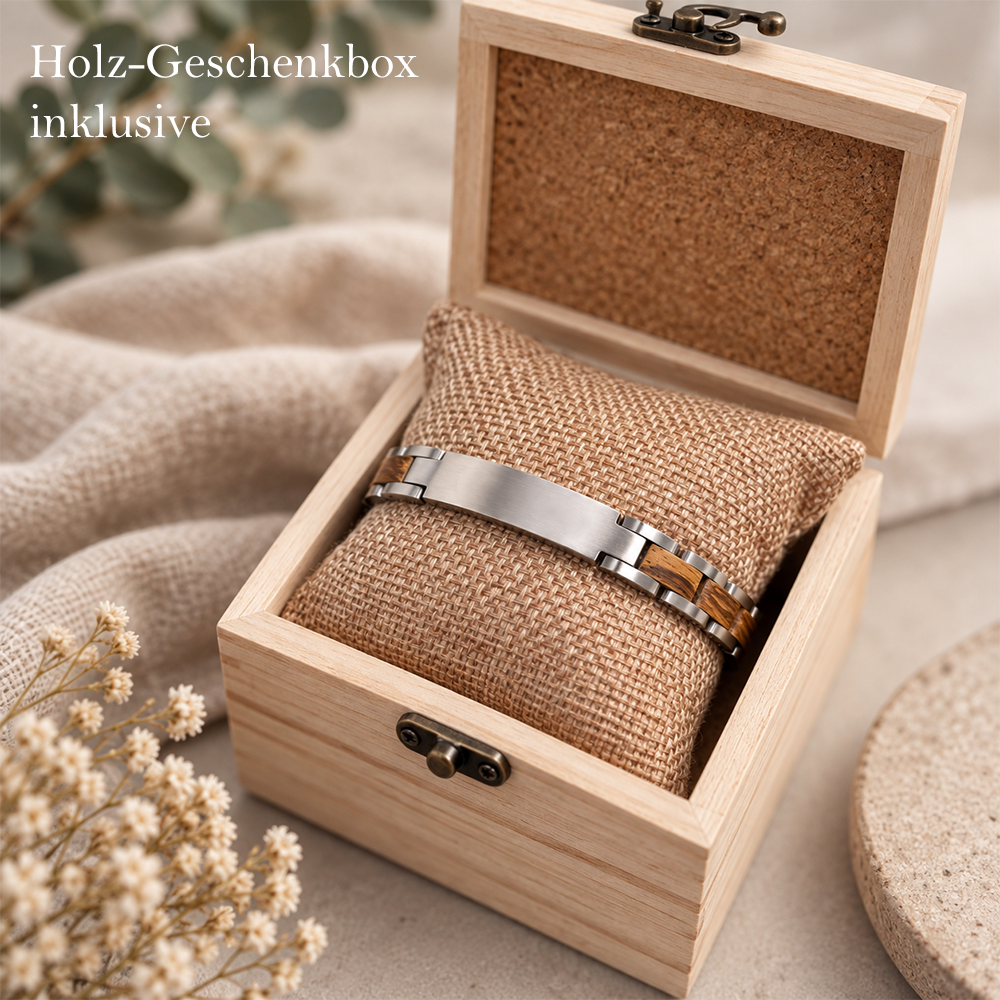 Personalisiertes Armband für Herren mit Gravur - Geschenkbox