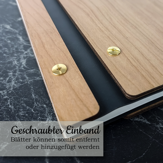 Personalisiertes Gästebuch aus Holz mit Kirschholzeinband inkl. Gravur