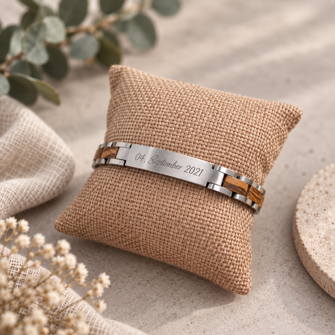 Herrenarmband mit Gravur - Silber