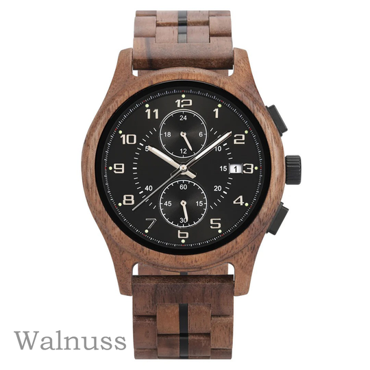 Holzuhr für Herren mit Gravur - Kokllektion VELORUM von HOLZZEUG - Walnuss - Variantenbild