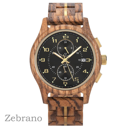 Holzuhr für Herren mit Gravur - Kokllektion VELORUM von HOLZZEUG - Zebrano - Variantenbild