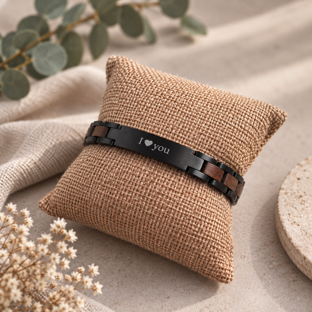 Herrenarmband mit Gravur - Schwarz