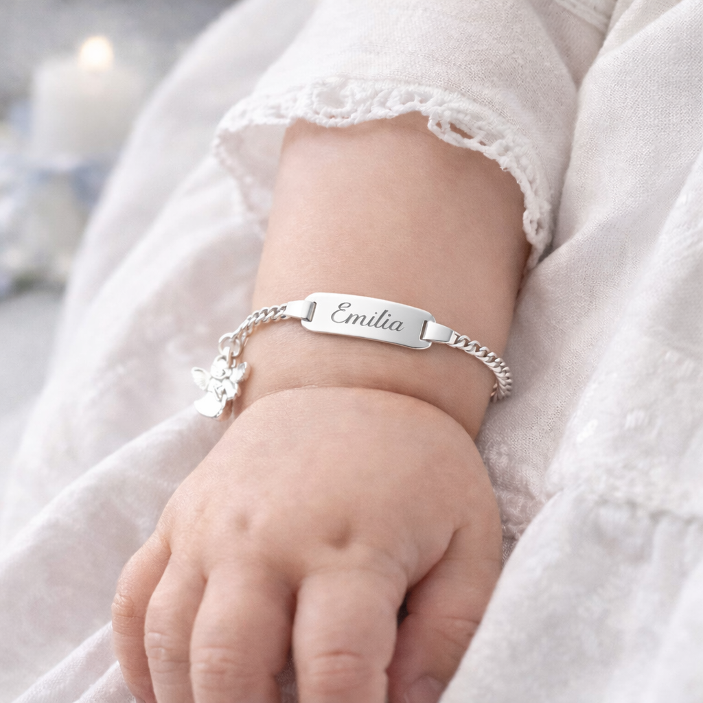 Taufarmband  mit Gravur Tragedarstellung