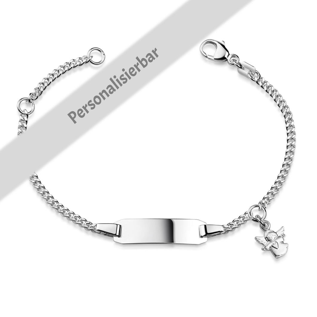 Taufarmband mit Schutzengel Anhänger • Taufkette • Personalisiert / Graviert • Echt Silber • Für Baby und Kind