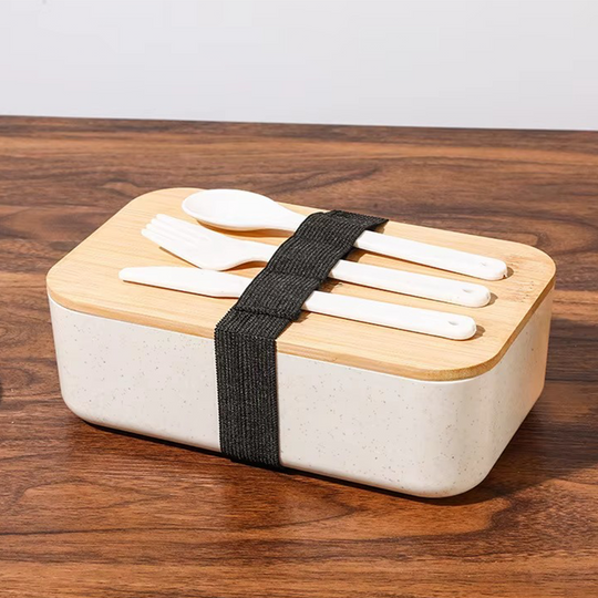 Personalisierte Brotdose für Kinder mit Gravur – Lunchbox mit Bambusdeckel & Besteck