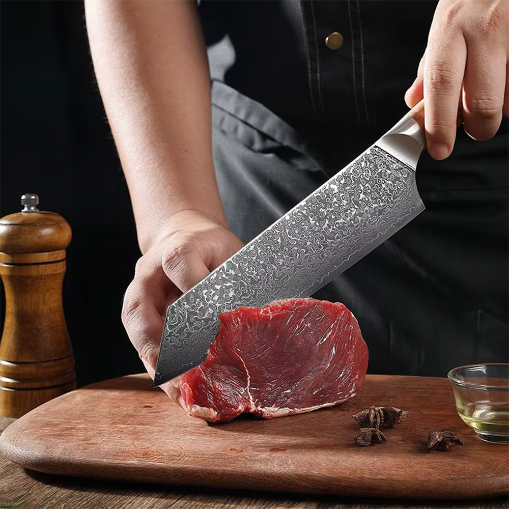 Kiritsuke Messer mit Gravur aus echtem Damaststahl