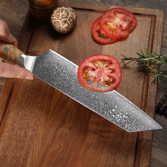 Kiritsuke Messer mit Gravur aus echtem Damaststahl