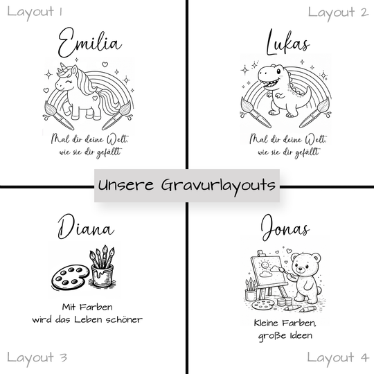 Übersicht Gravurlayouts Malkasten