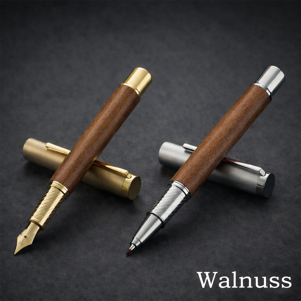 Personalisierter Füller - Holzart Walnuss