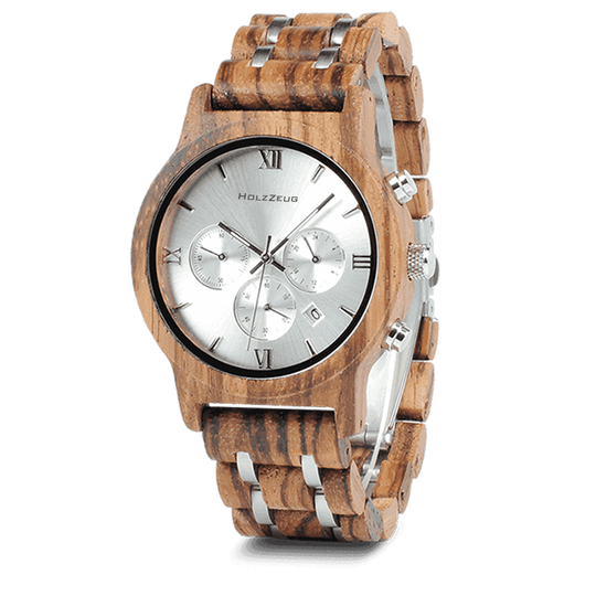 Personalisierte Armbanduhr "Chronos" von HOLZZEUG_Variante Zebrano